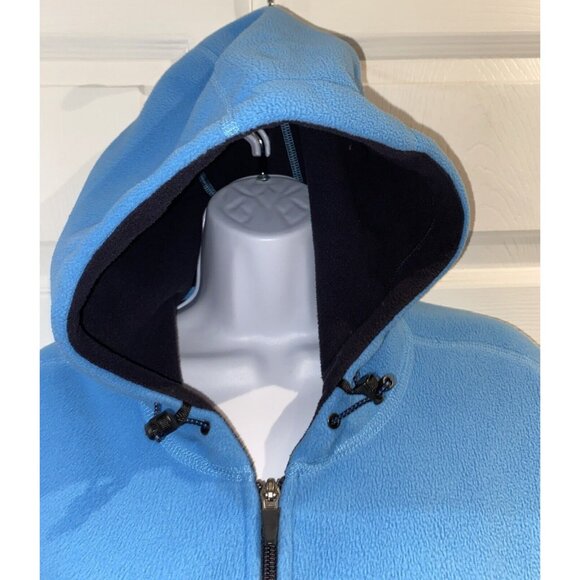 Lands End Women’s Blue Fleece Full Zip Jacket Drawstring with Hood Size XL 18-20 - Picture 2 of 12